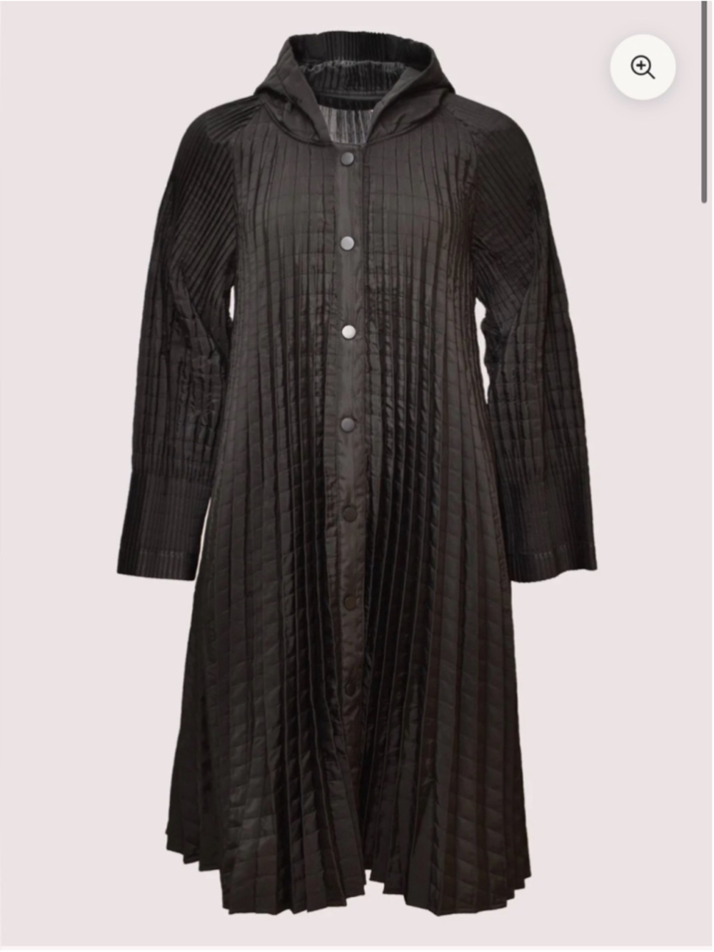 Pleated Hooded Swing Coat Black One Size - Picture 4 of 12